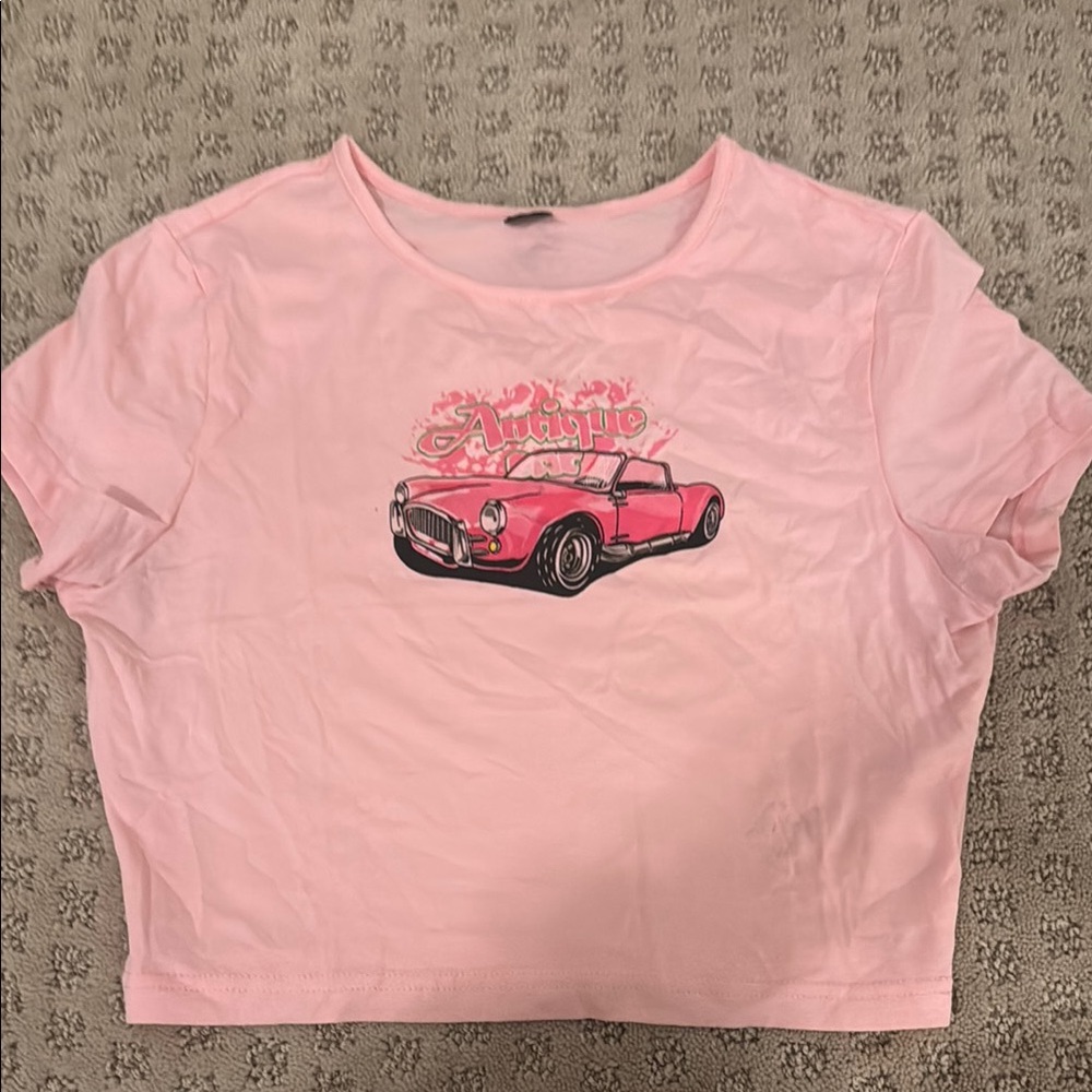 Pink Kids Car Graphic T-Shirt
